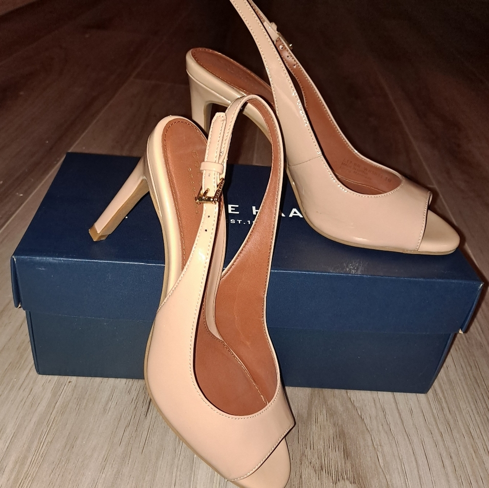 Cole Haan Maple Sugar Juliana Open Toe Sling Dress Sandal Pumps